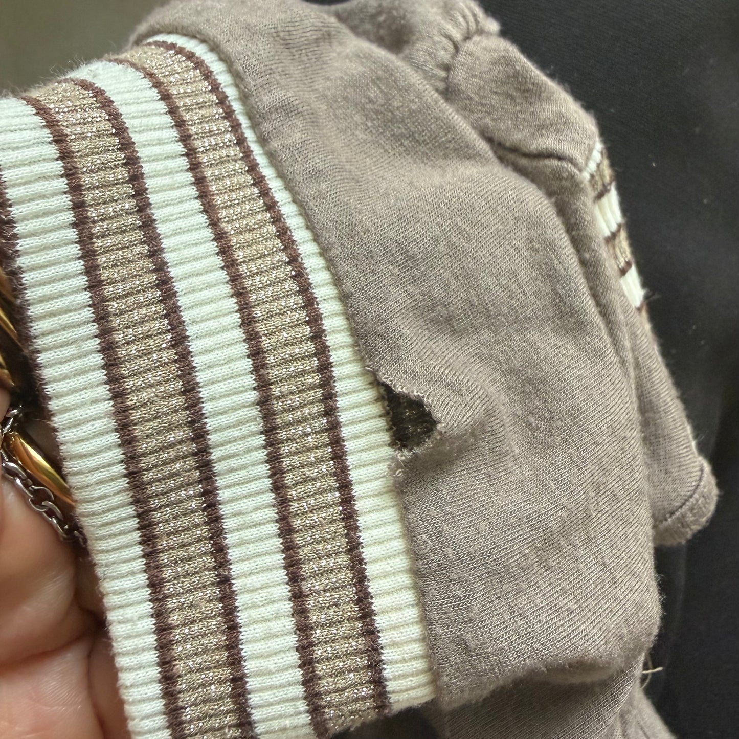 Made in Italy Brown Stripe V-Neck Top