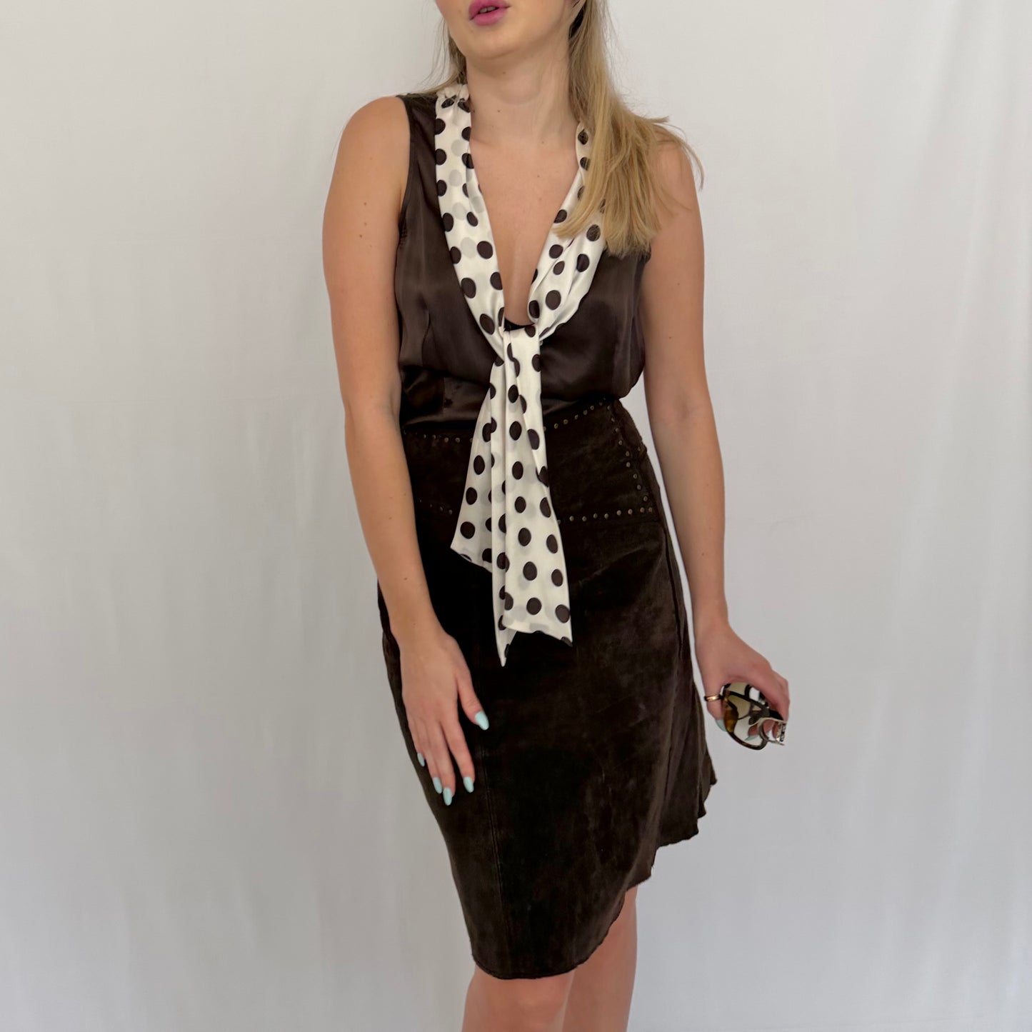 Silk Scarf Detail Top