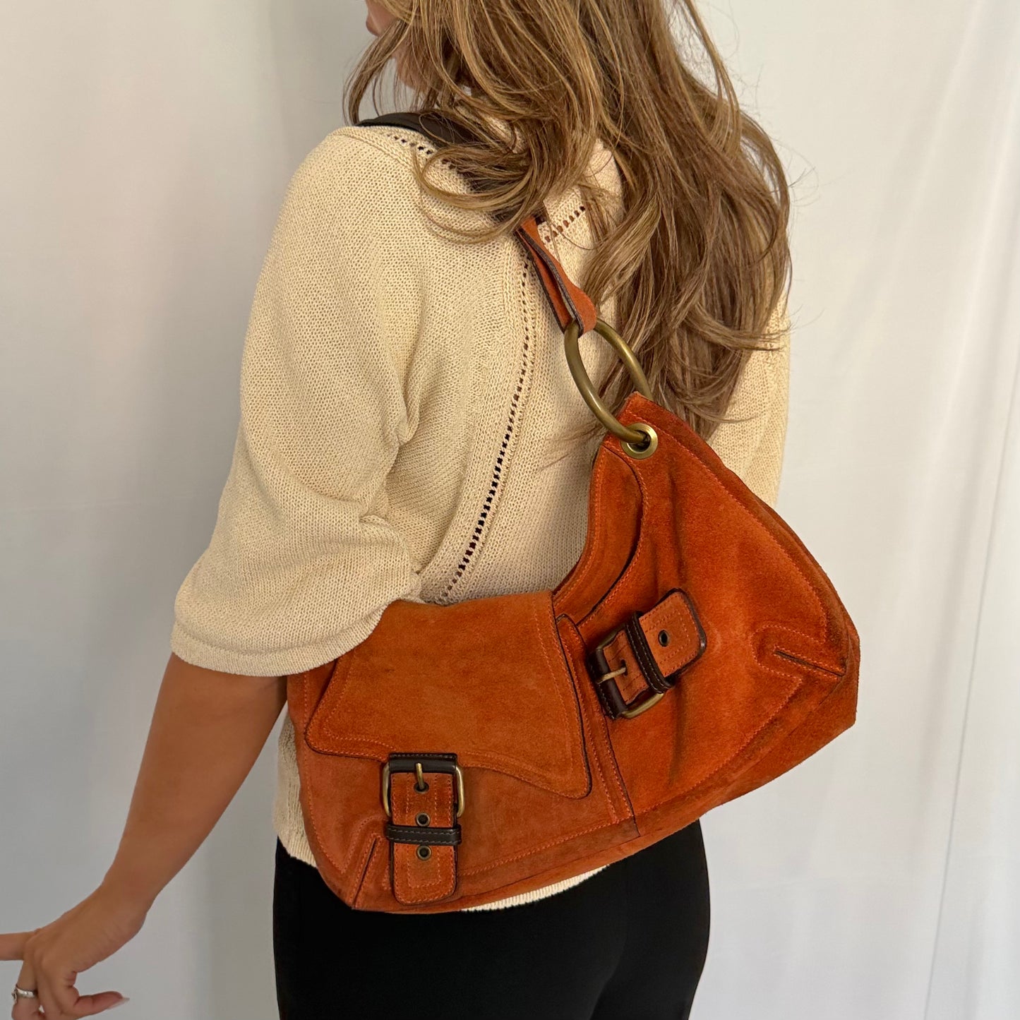 Gino Rossi Burnt Orange Suede Leather Baguette