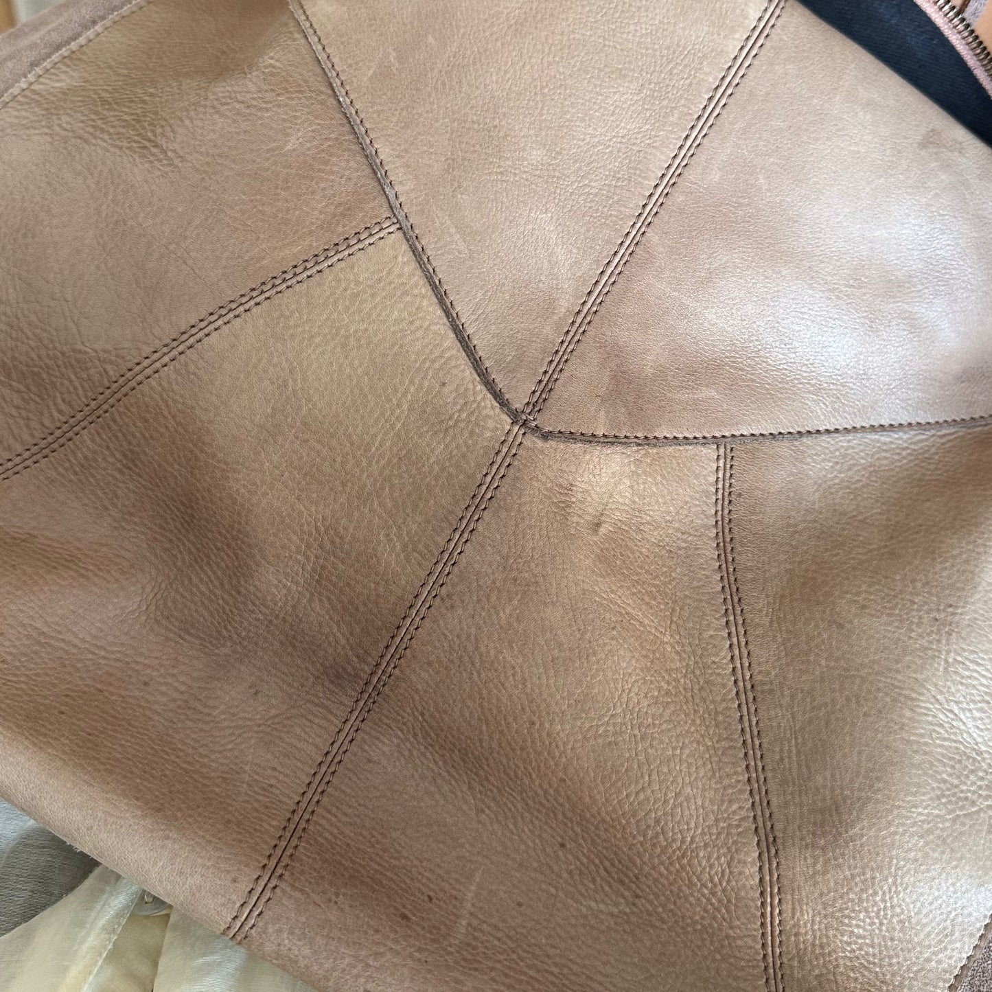 Cream Deluxe Taupe Suede Fringe Hobo Bag