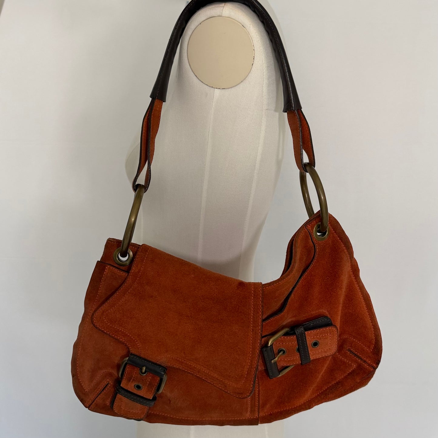 Gino Rossi Burnt Orange Suede Leather Baguette