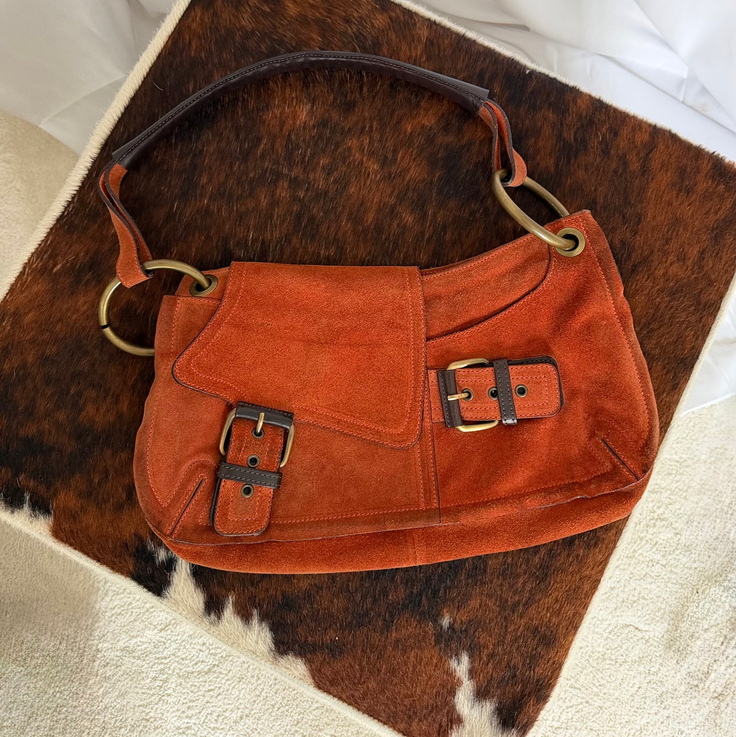 Gino Rossi Burnt Orange Suede Leather Baguette