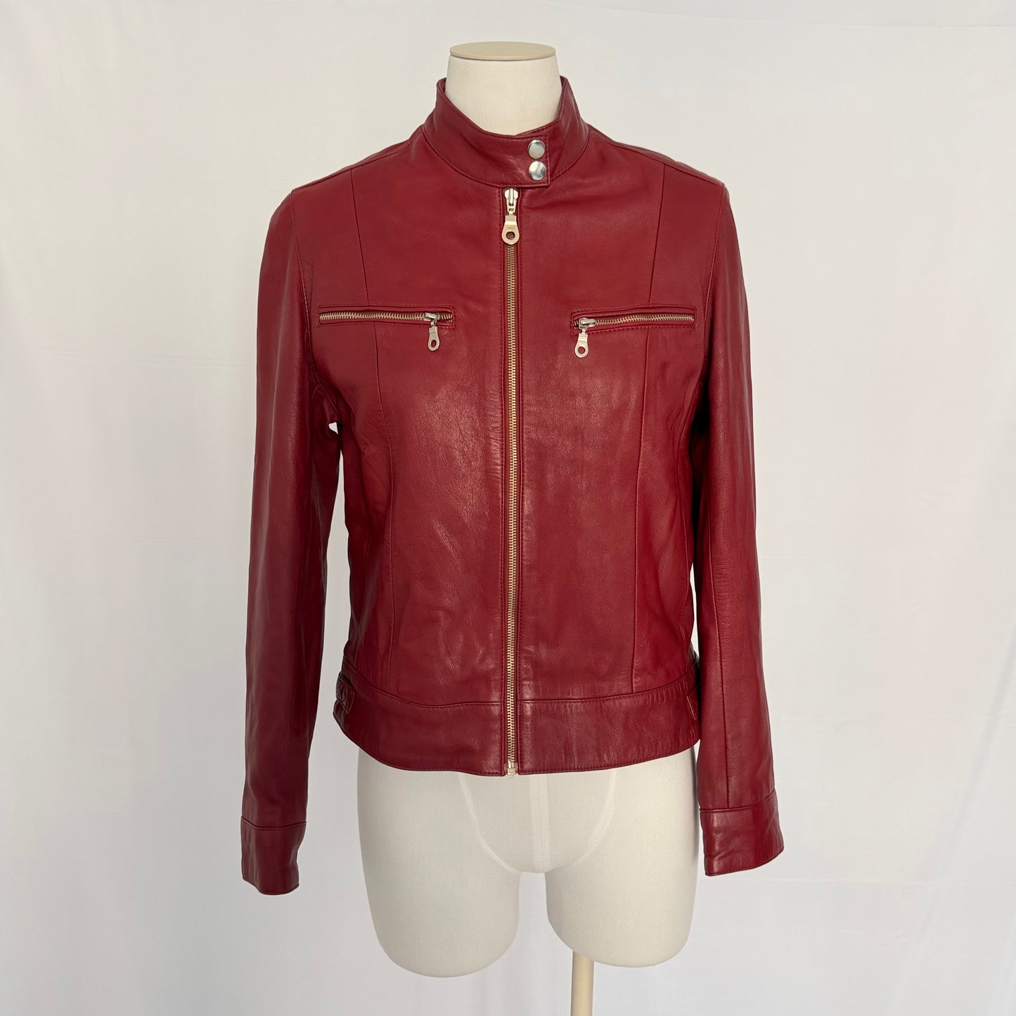 Red Leather Biker Jacket
