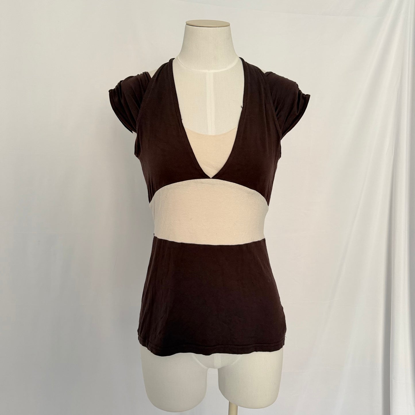 Brown Layered Halter Tshirt