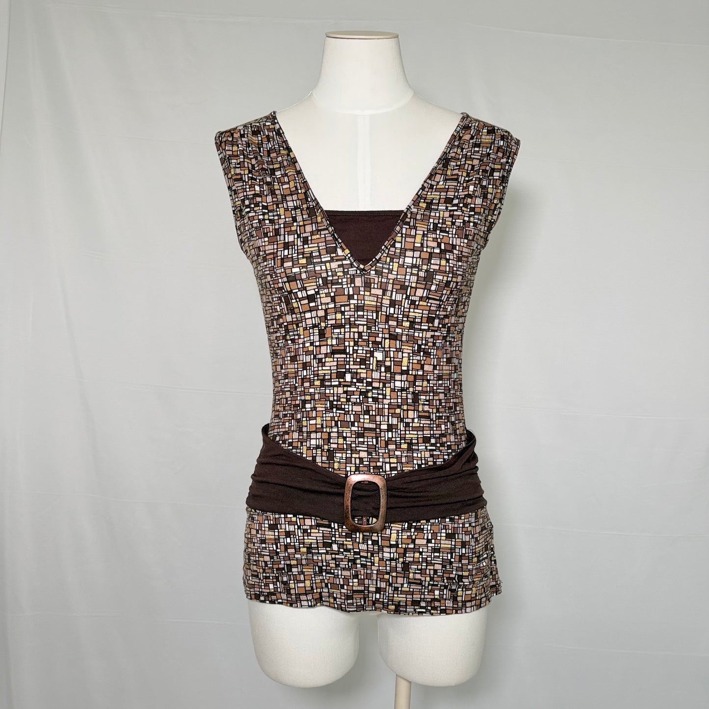 Brown Buckle Detail Top