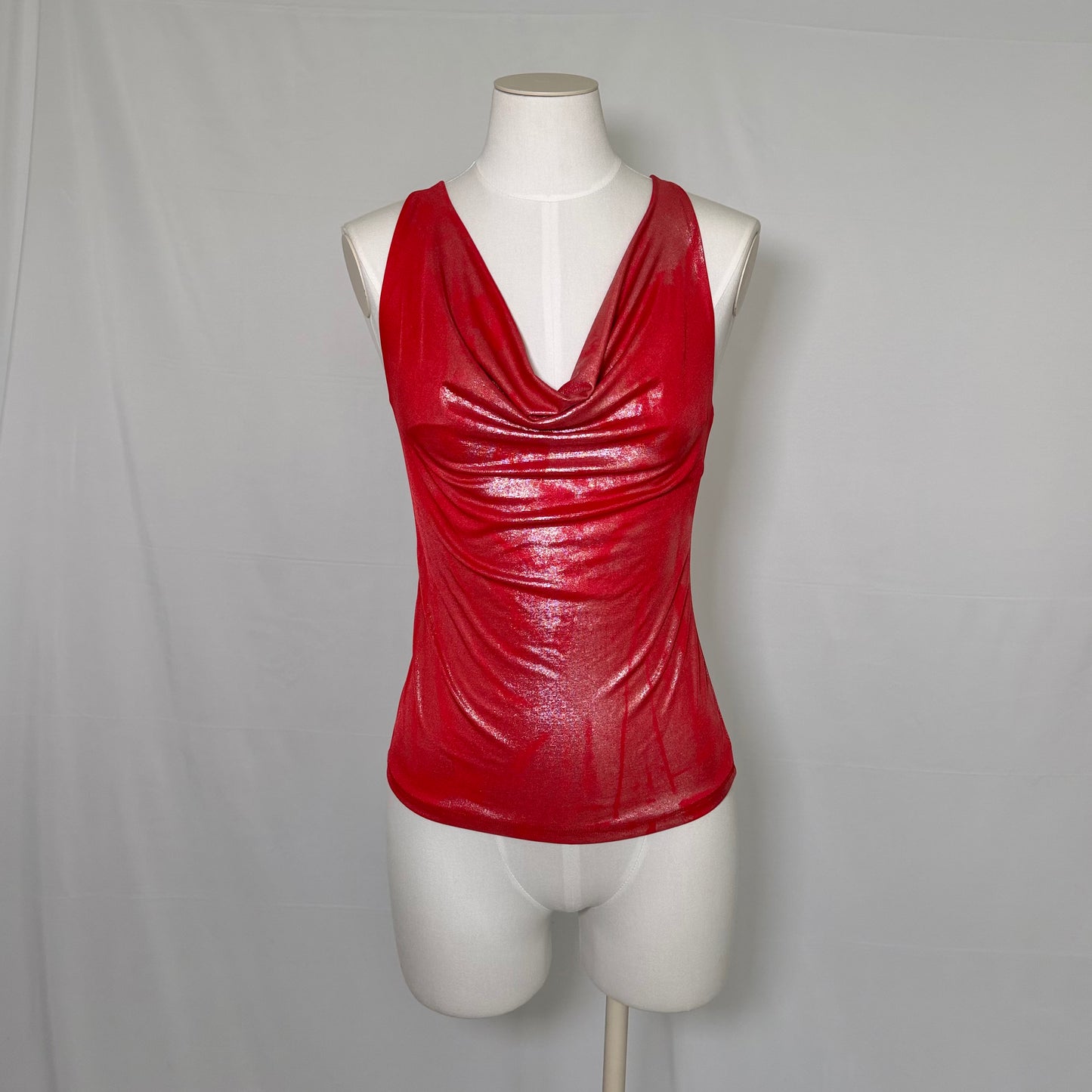 Red Glitter Racer Top