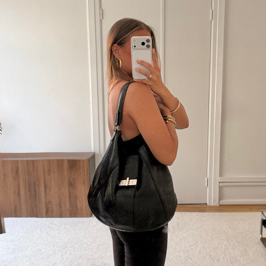 Calvin Klein Black Leather Hobo Shoulder Bag