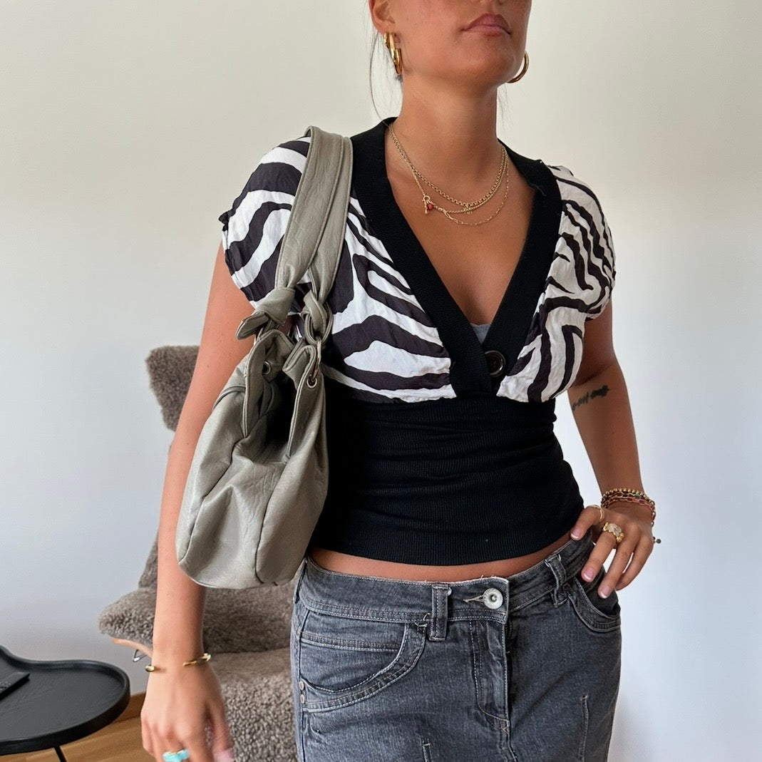 Grey Oversized Hobo Handbag with Floral Detail