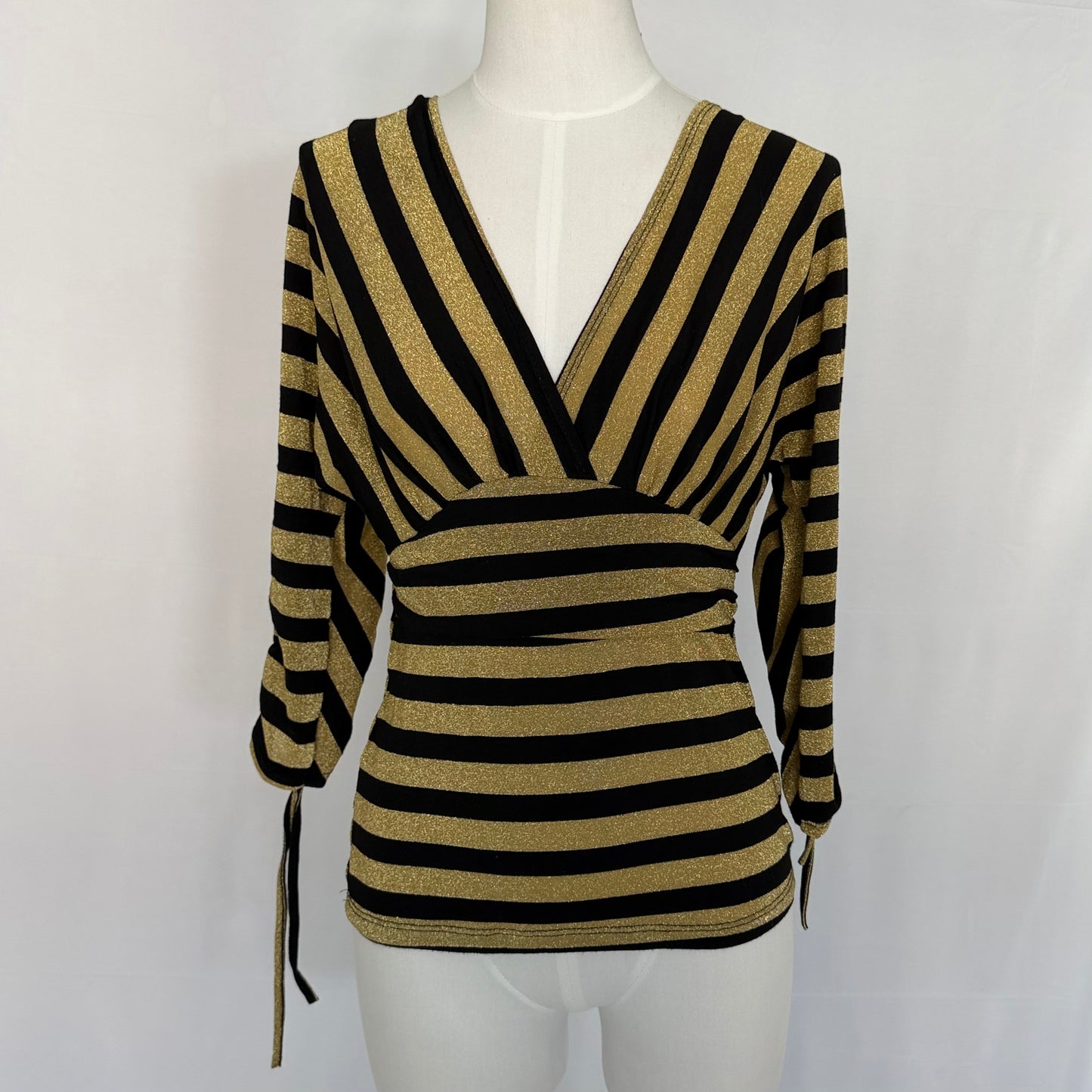 Interphore Gold Lurex Stripe V-Neck Top