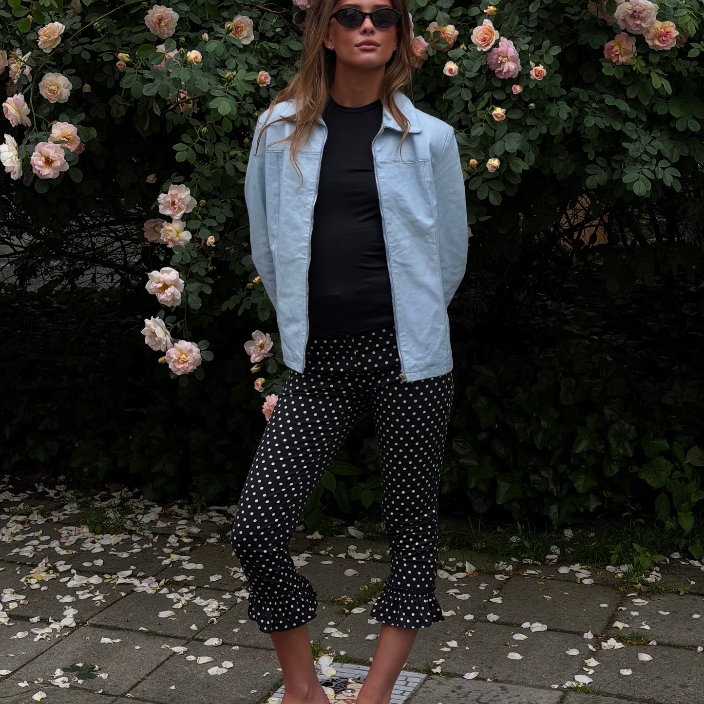 Polka Dot Ruffle Capri Pants