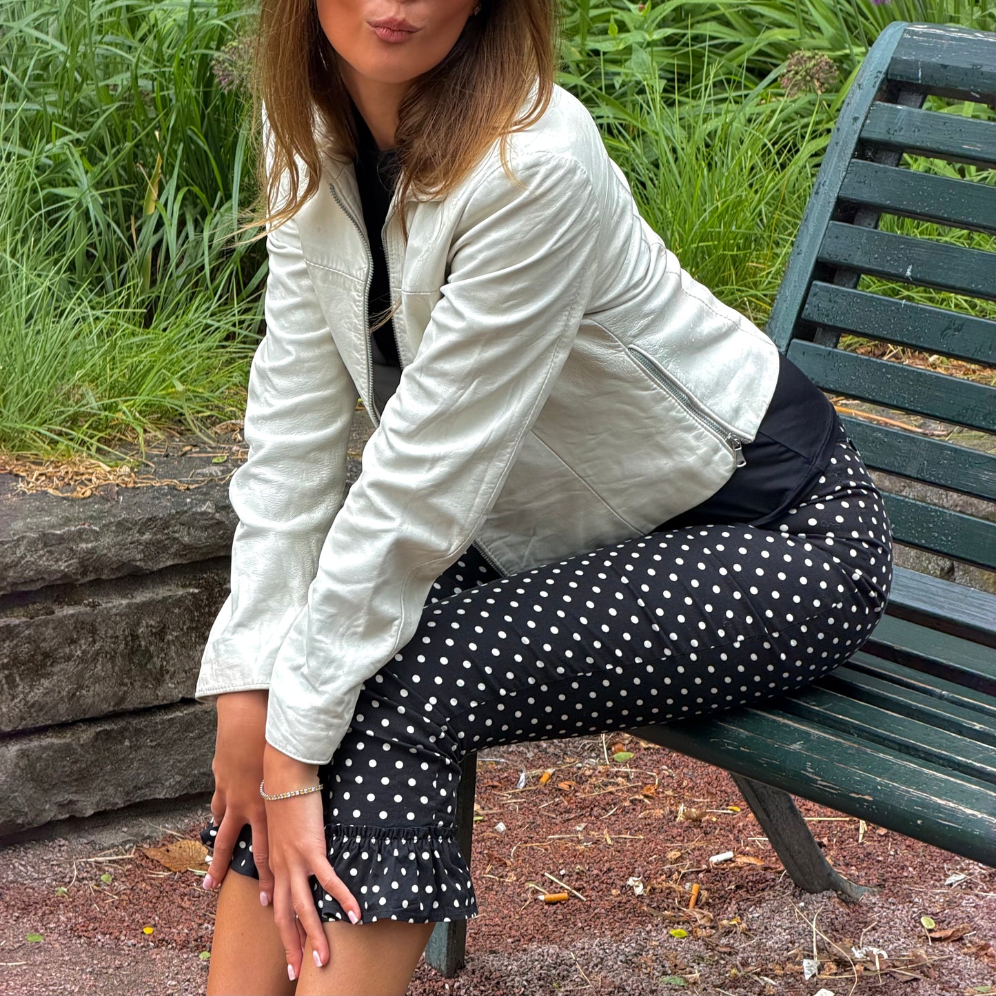 Polka Dot Ruffle Capri Pants