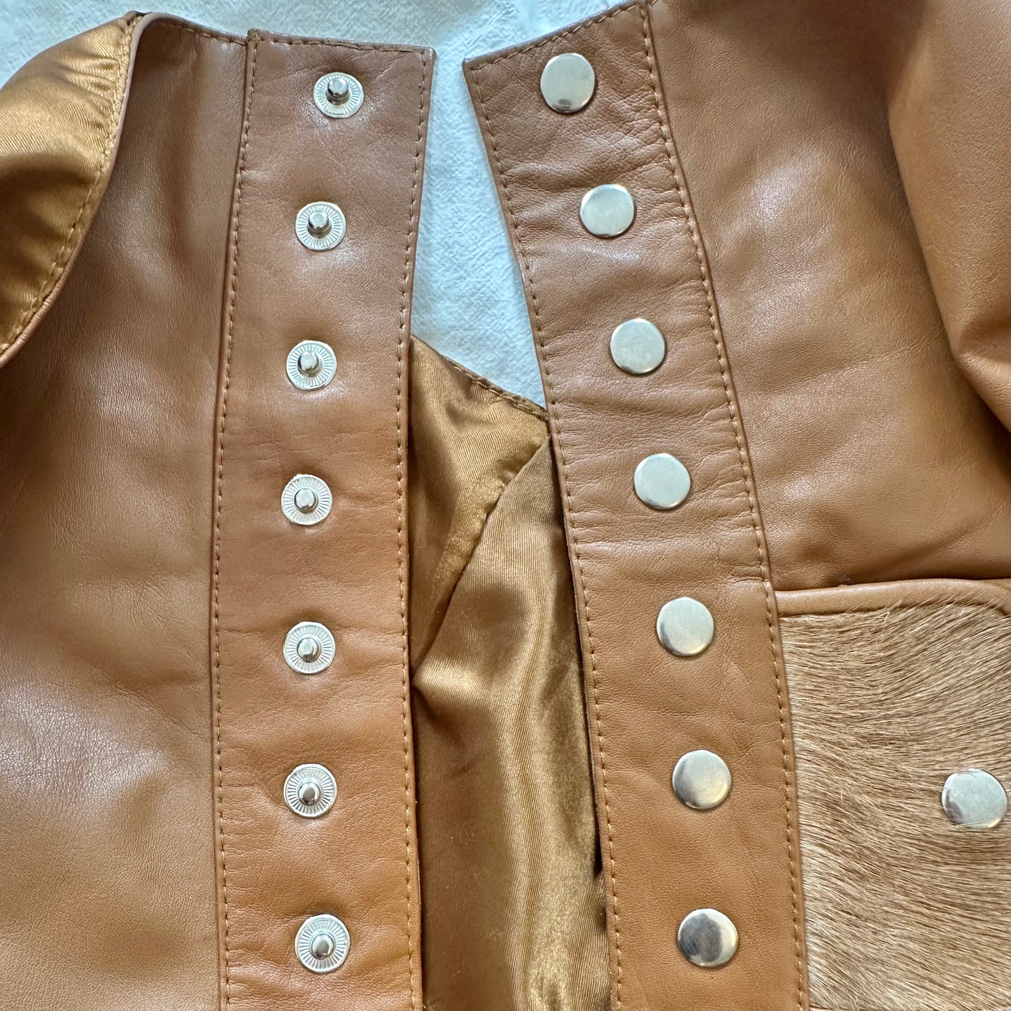 Leather Pony Hair Detail Wrap Skirt