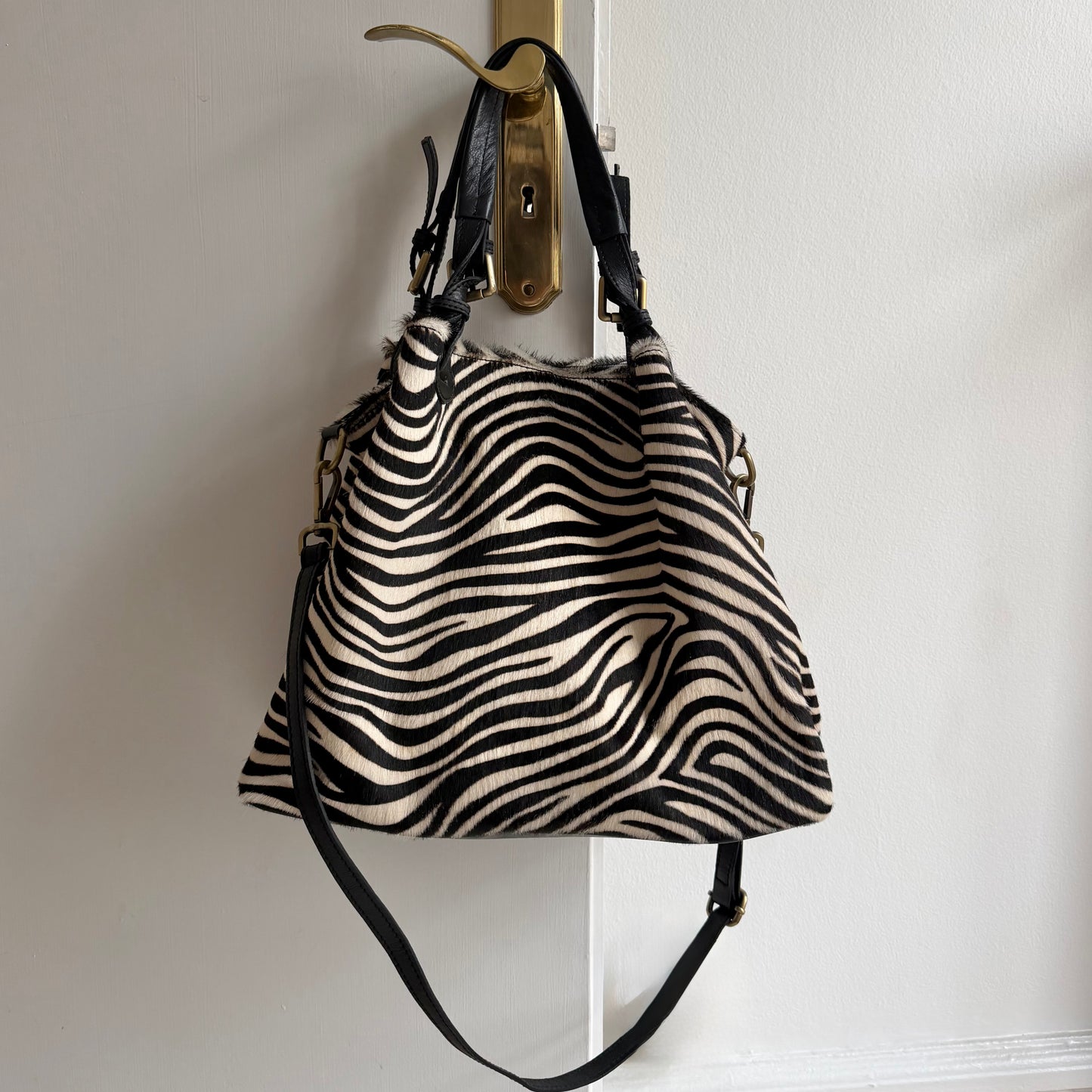 Borse in Pelle Genuine Leather Zebra Print Shoulder Bag
