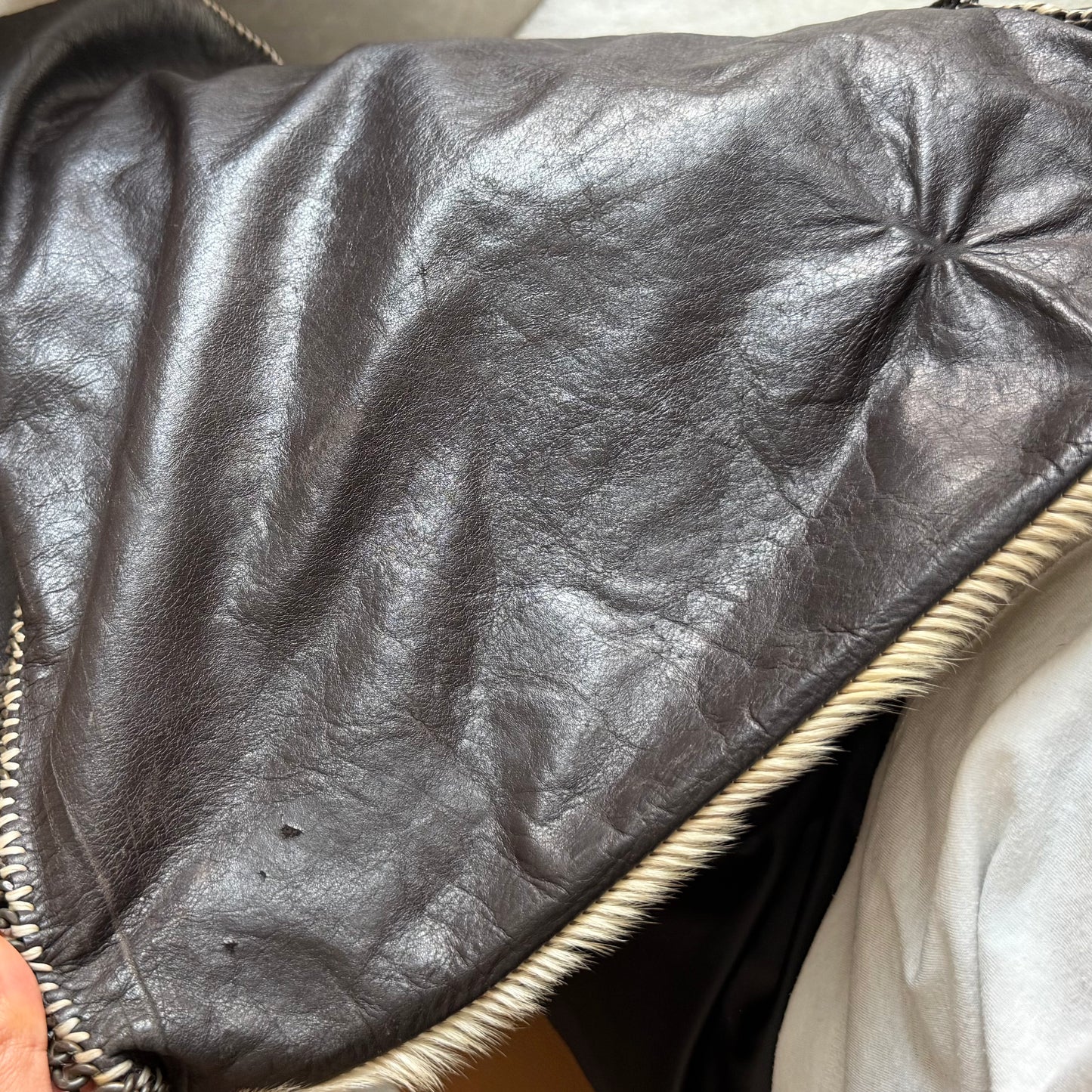 Vintage Genuine Leather Cow Print Shoulder Bag – Large Slouchy Tote