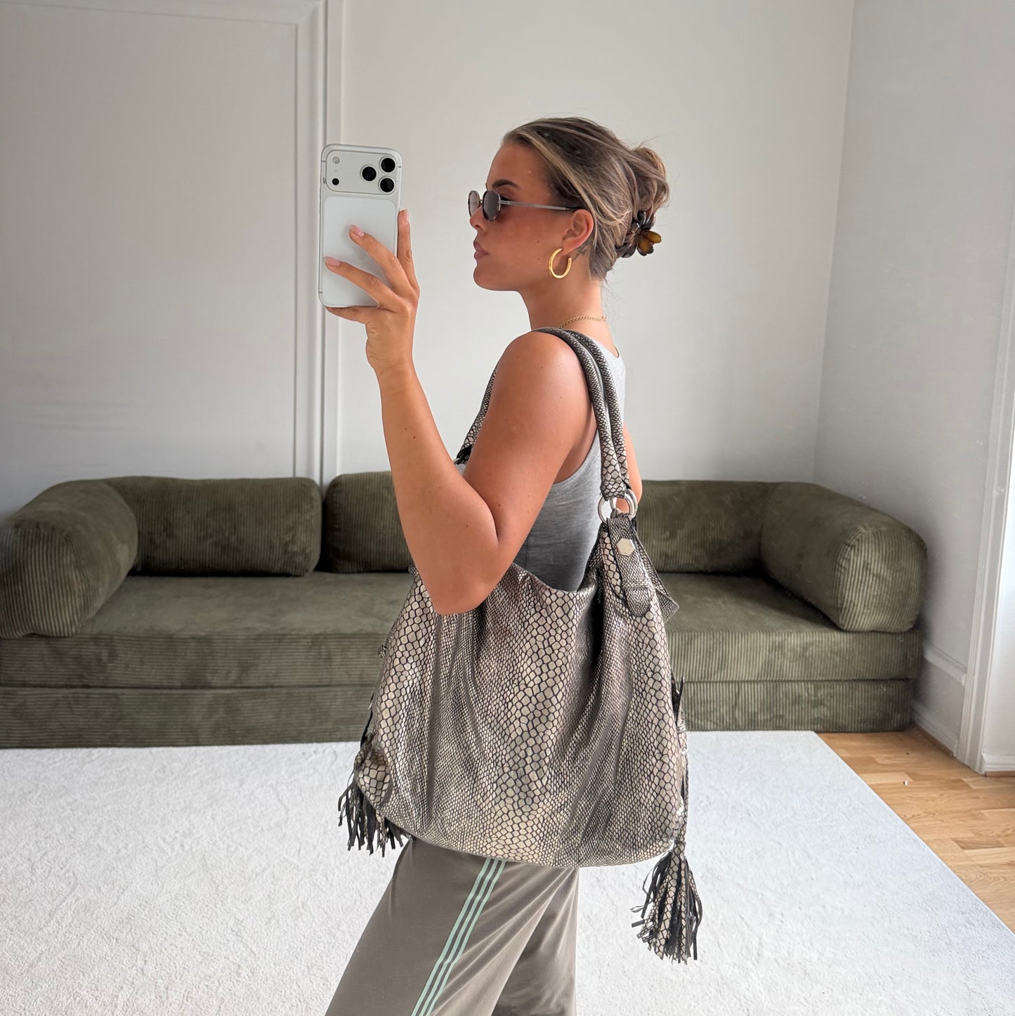 Metallic Snake Maxi Hobo
