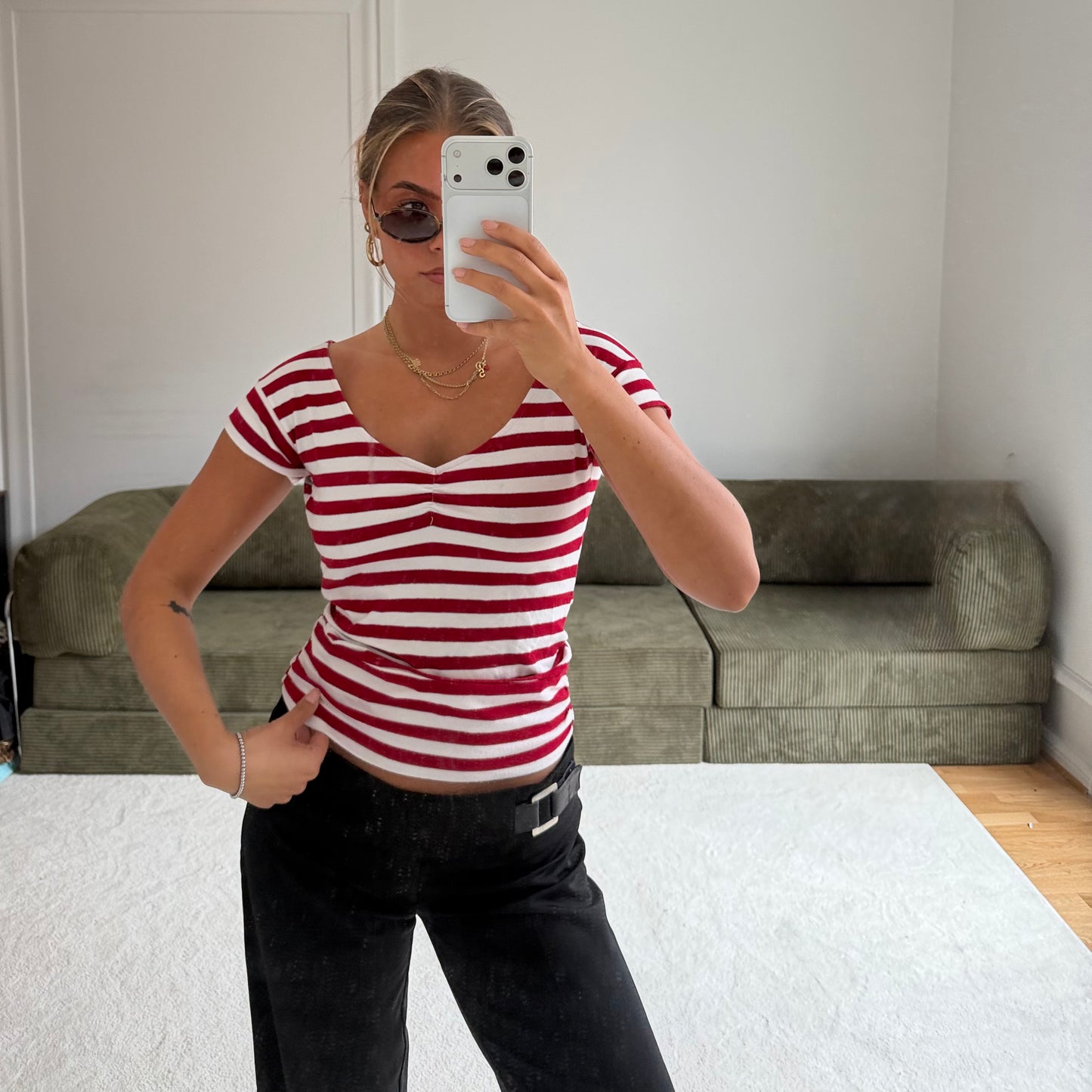 Striped Open Back Top