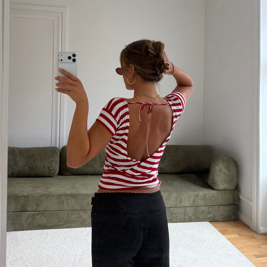 Striped Open Back Top