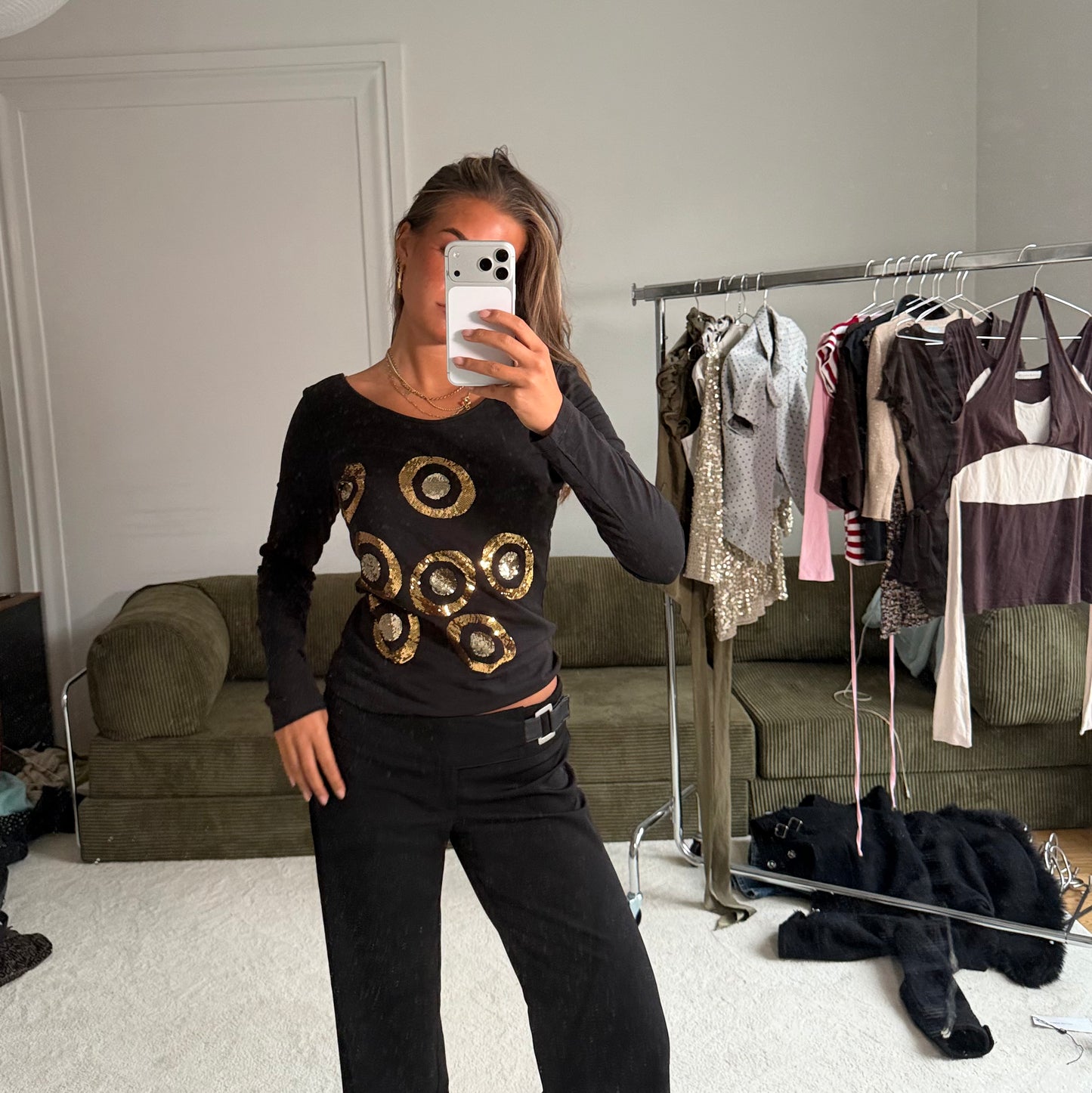 Versace Sequin Scoop Top