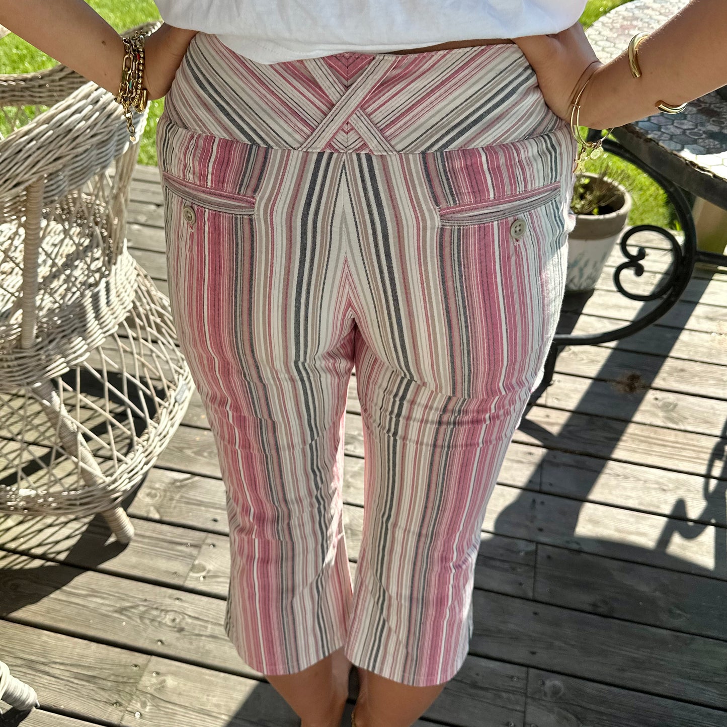 Pink Pinstripe Capri Pants