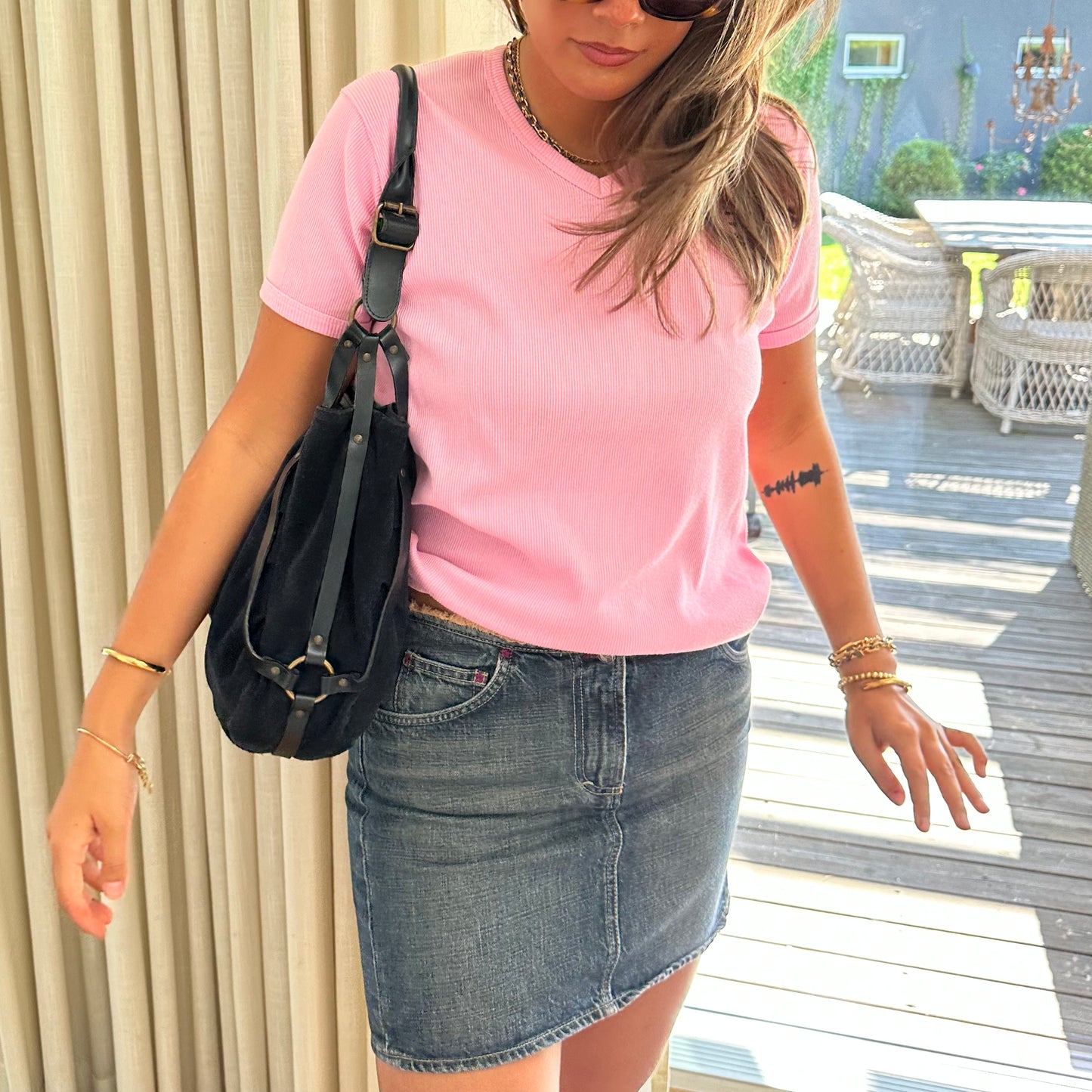 Frayed Denim Mini Skirt