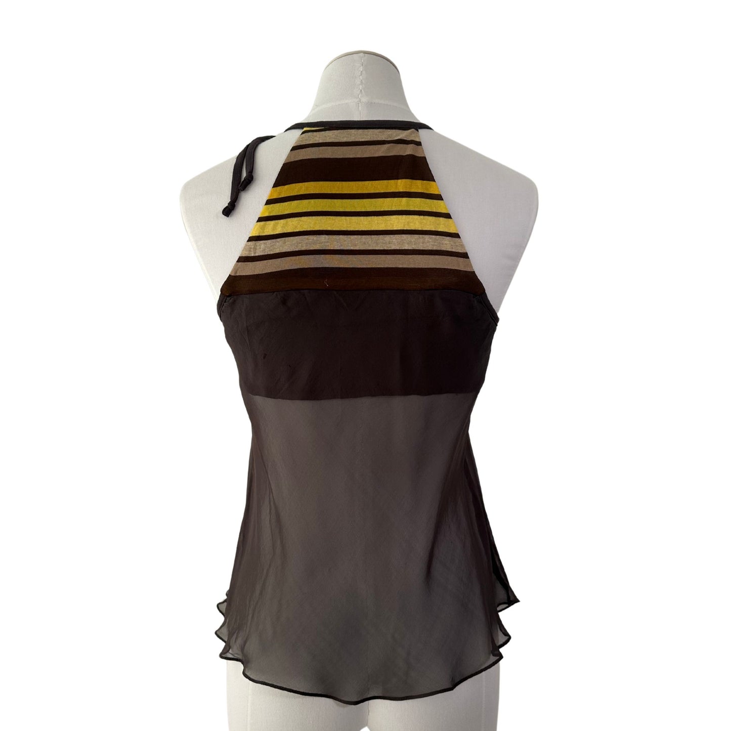 Brown/Yellow Stripe Halter Top - Miss Sixty