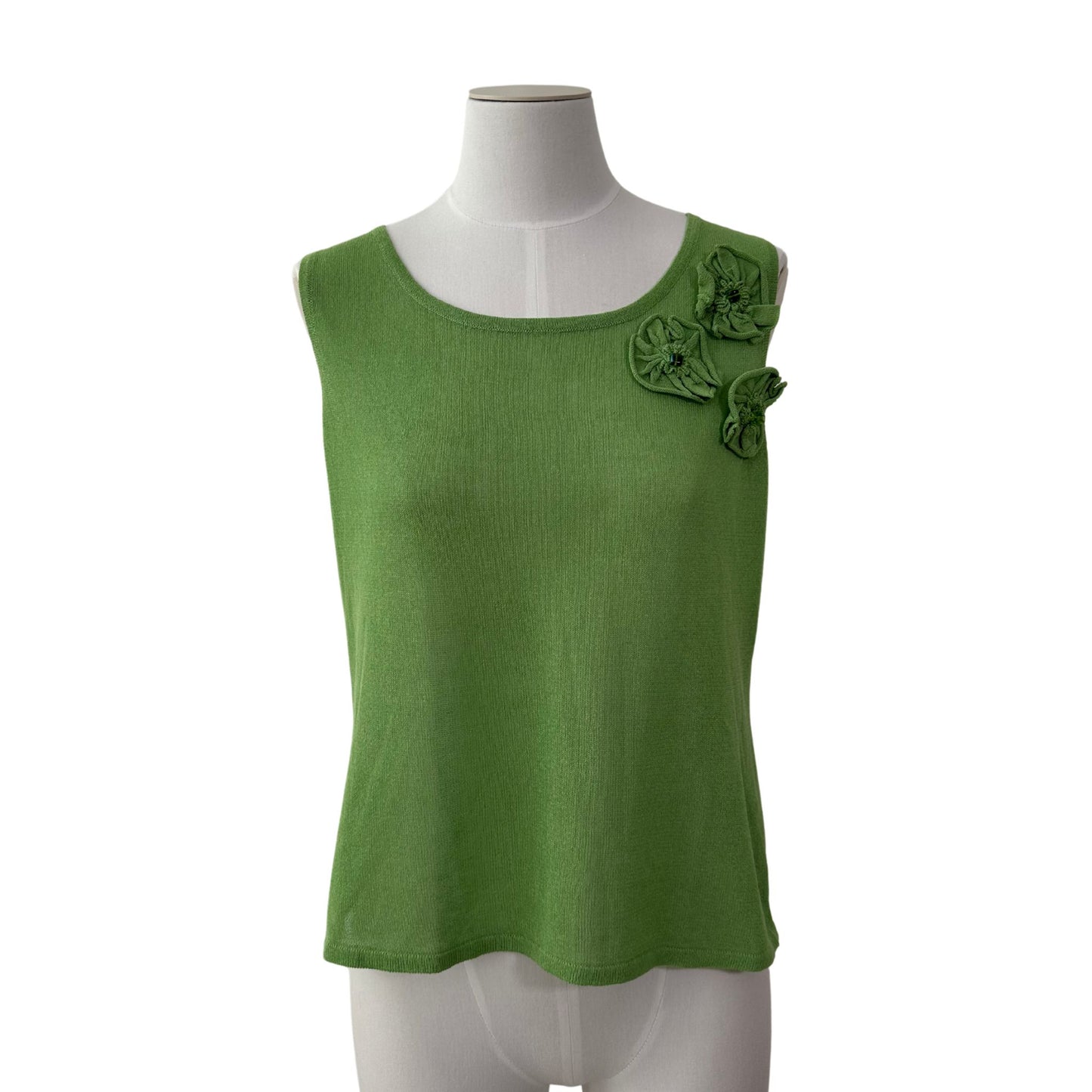 Green Flower Knit Top