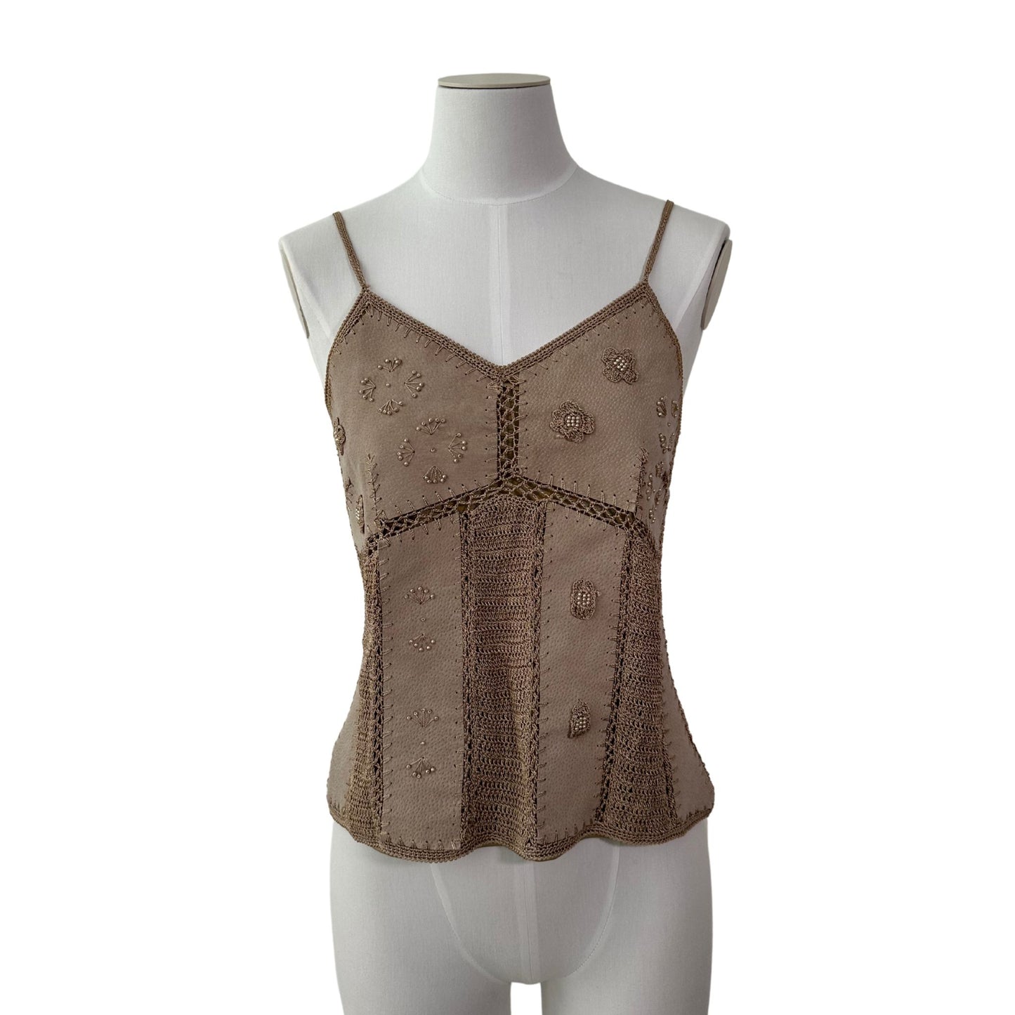 Suede/Crochet Beaded Tank Top